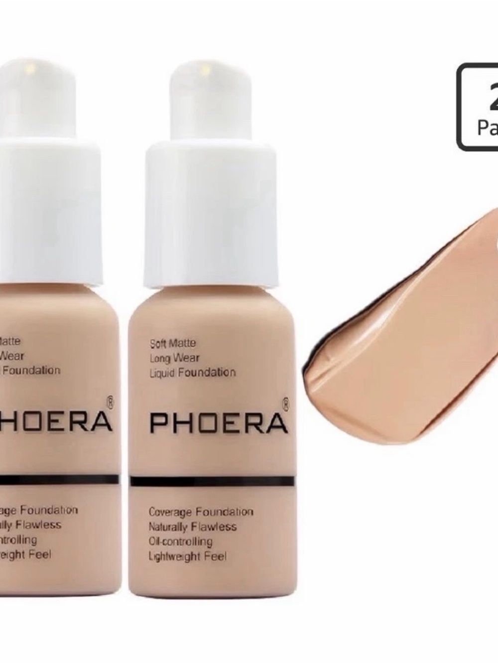 {Set of 2} PHOERA Soft Matte Full Coverage Liquid Foundation WARM PEACH - New